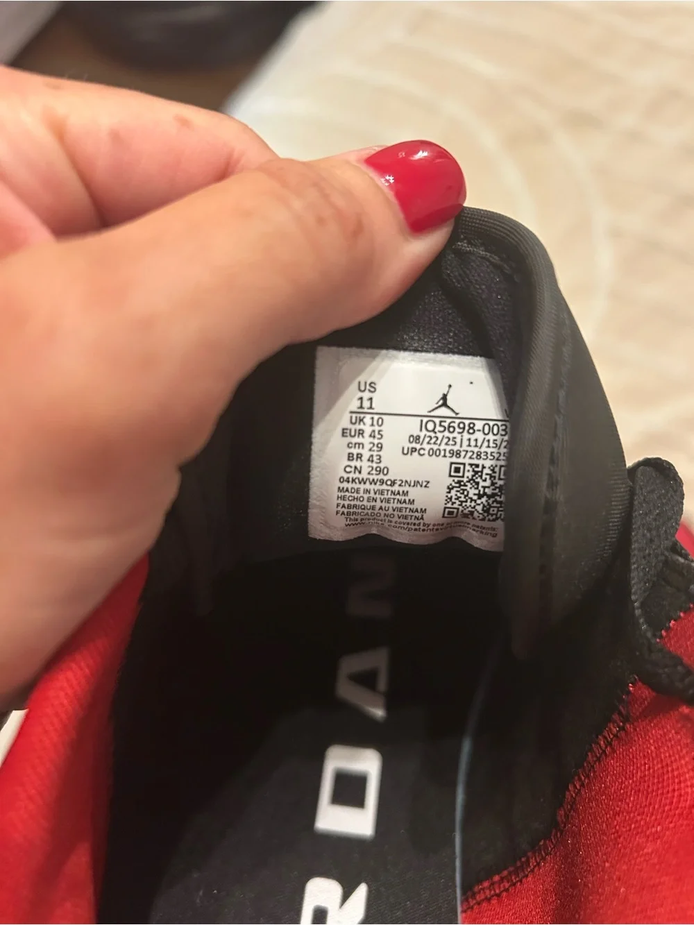 NWOTS Jordan Low-Top Sneakers - Black & Red.  No Box